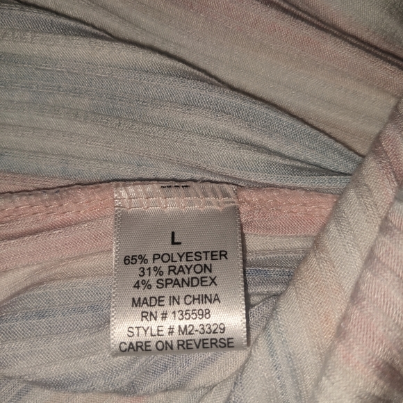 Front Tie T-shirt / Striped Top with Front Tie and Decorative Button Trim - Picture 8 of 11